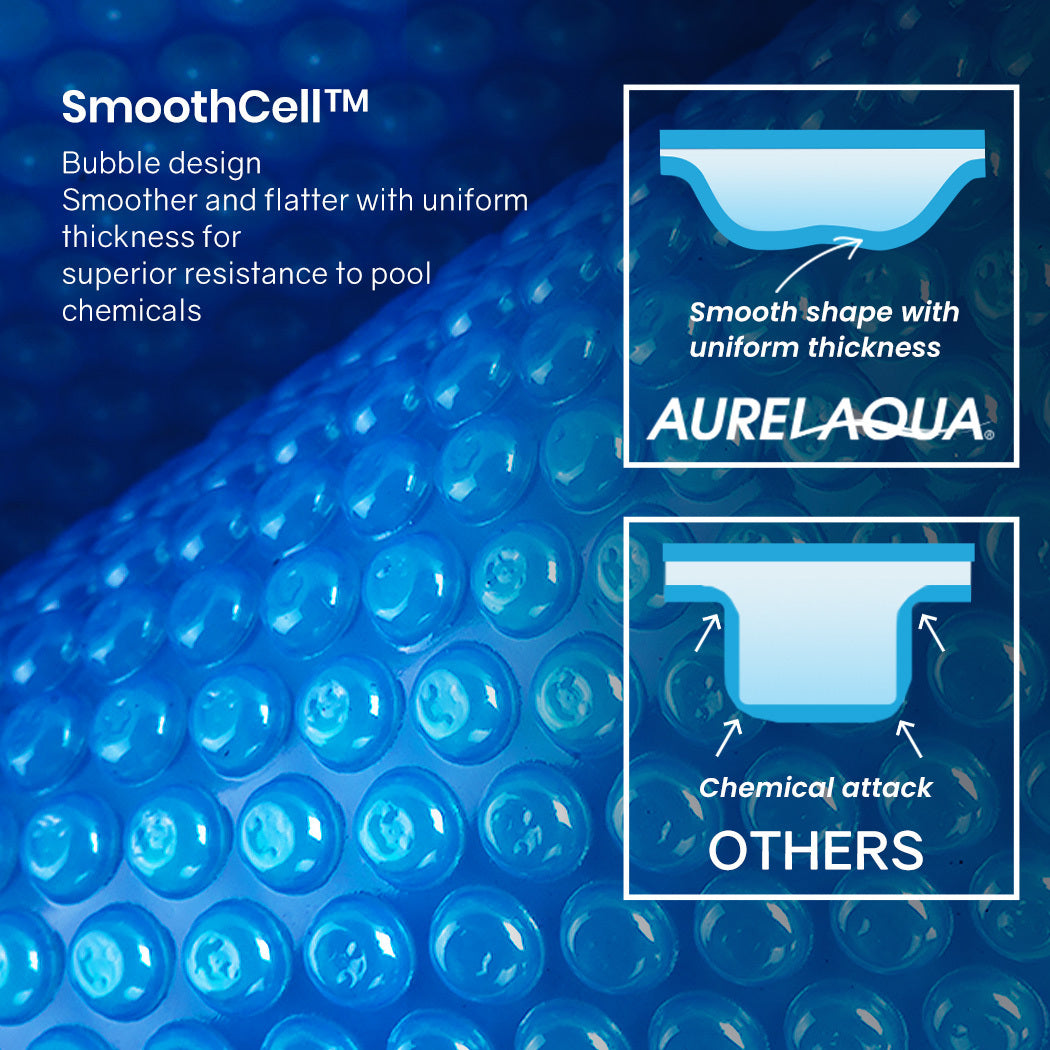 Aurelaqua Pool Roller Cover and 6x3.2m Solar Blanket 400 Micron, Blue