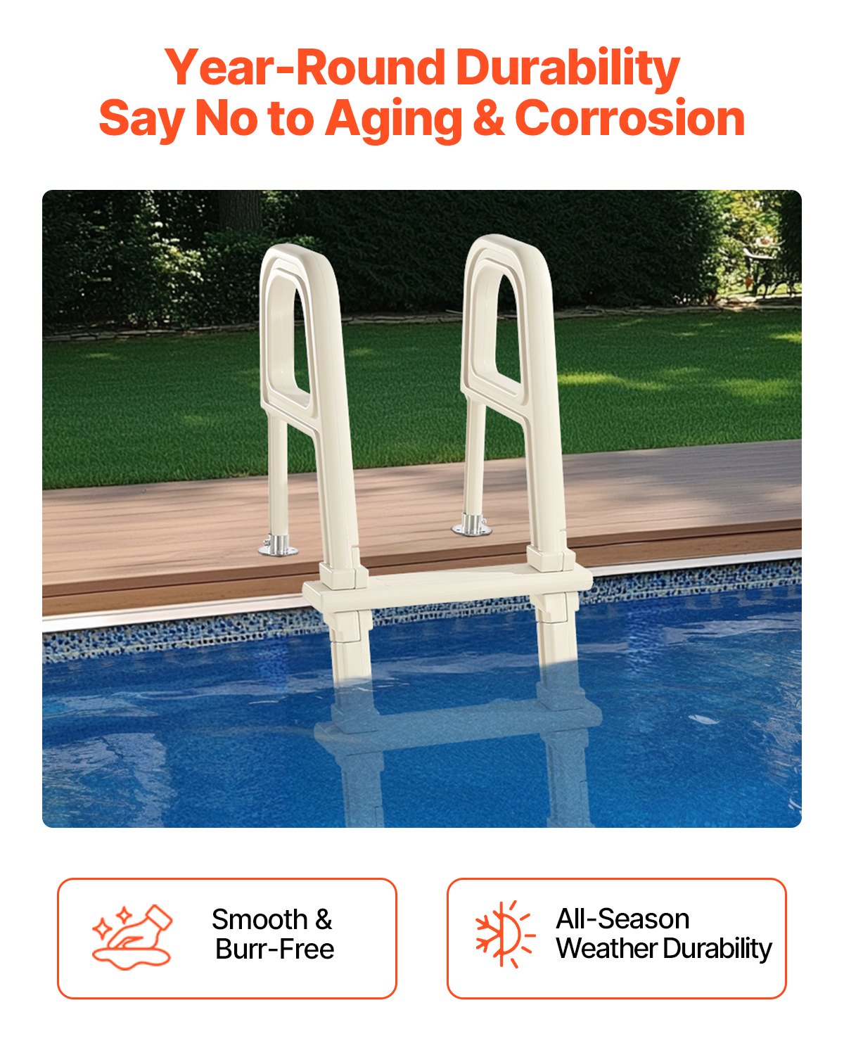 VEVOR 5-Step Inclined Robust Pool Ladder of 2 Handrails for 1219.2-1371.6mm Pool