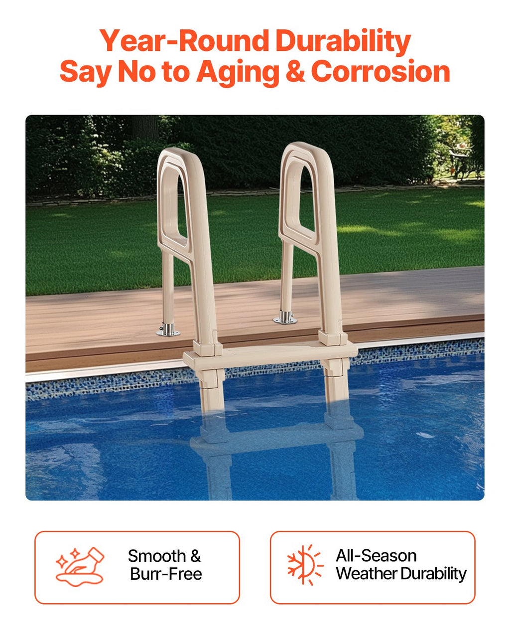 VEVOR 5-Step Inclined Robust Pool Ladder of 2 Handrails for 1219.2-1371.6mm Pool