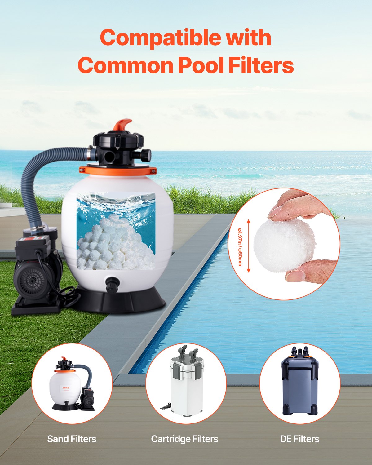 VEVOR Pool Filter Balls for Sand Filter Pump 0.7 kg Reusable for Swimming Pool